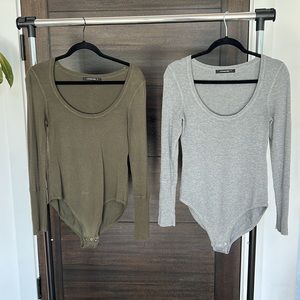 Lot of 2 Buttery Soft Sweater Bodysuits with long sleeves